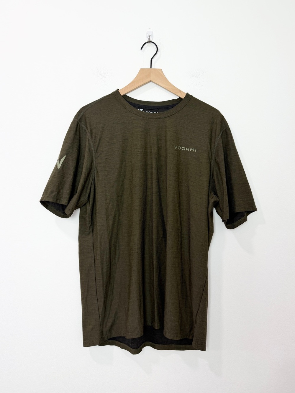 Voormi Men's Short Sleeve Tech Tee Wool Short Sleeve Outdoor Size XL Dark Olive